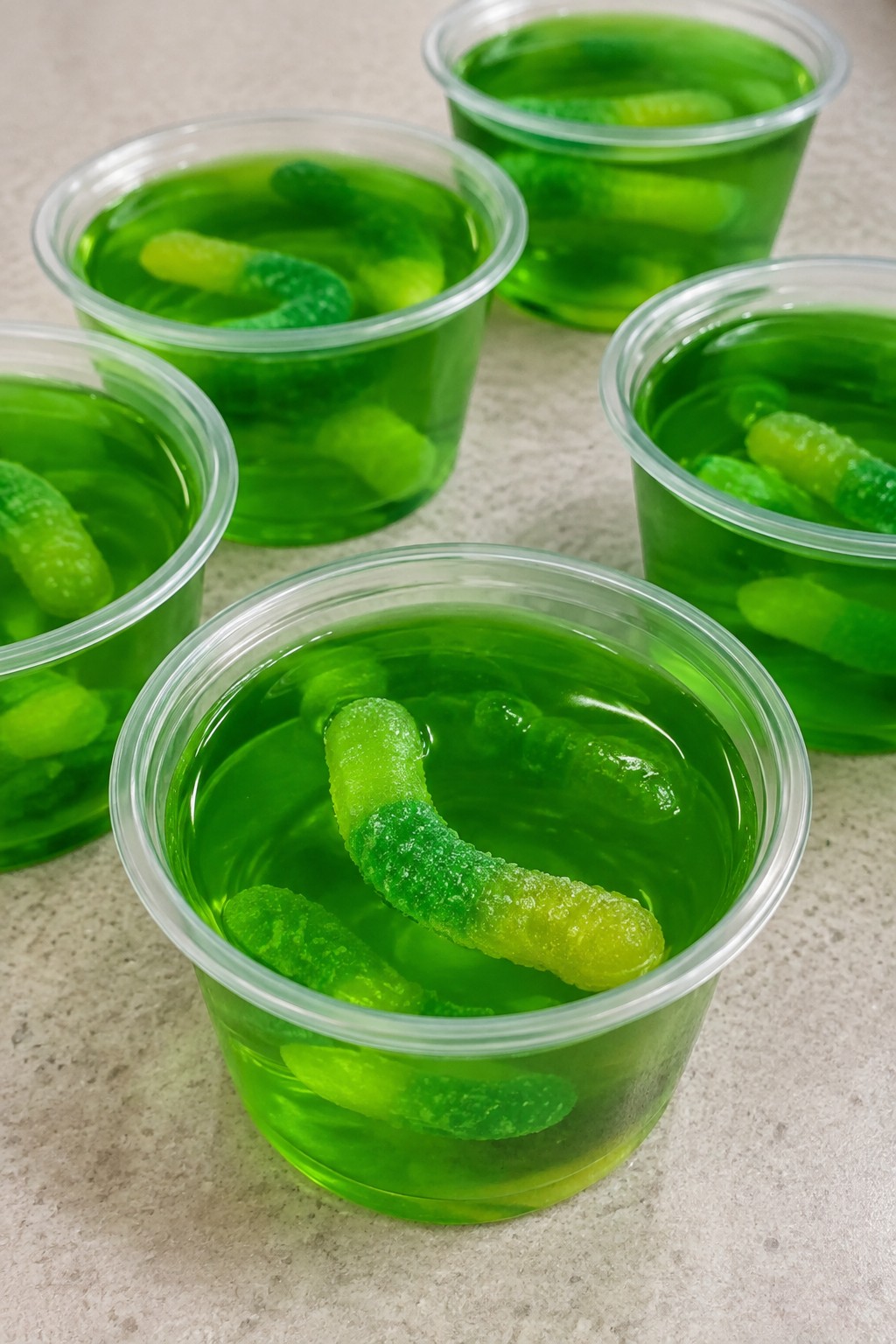 Ghoulish Sour Apple Whiskey Jello Shots