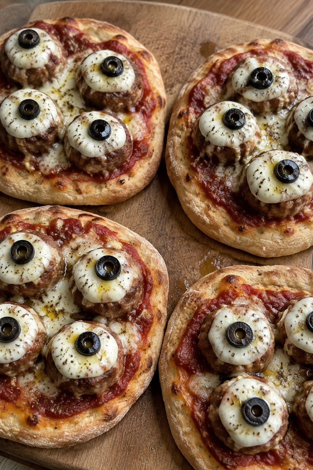Eyeball Meatball and Mozzarella Pizzas