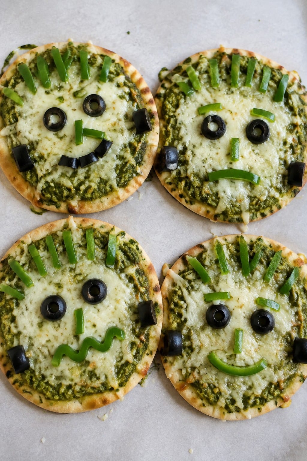 Frankenstein Basil Pesto Pizzas