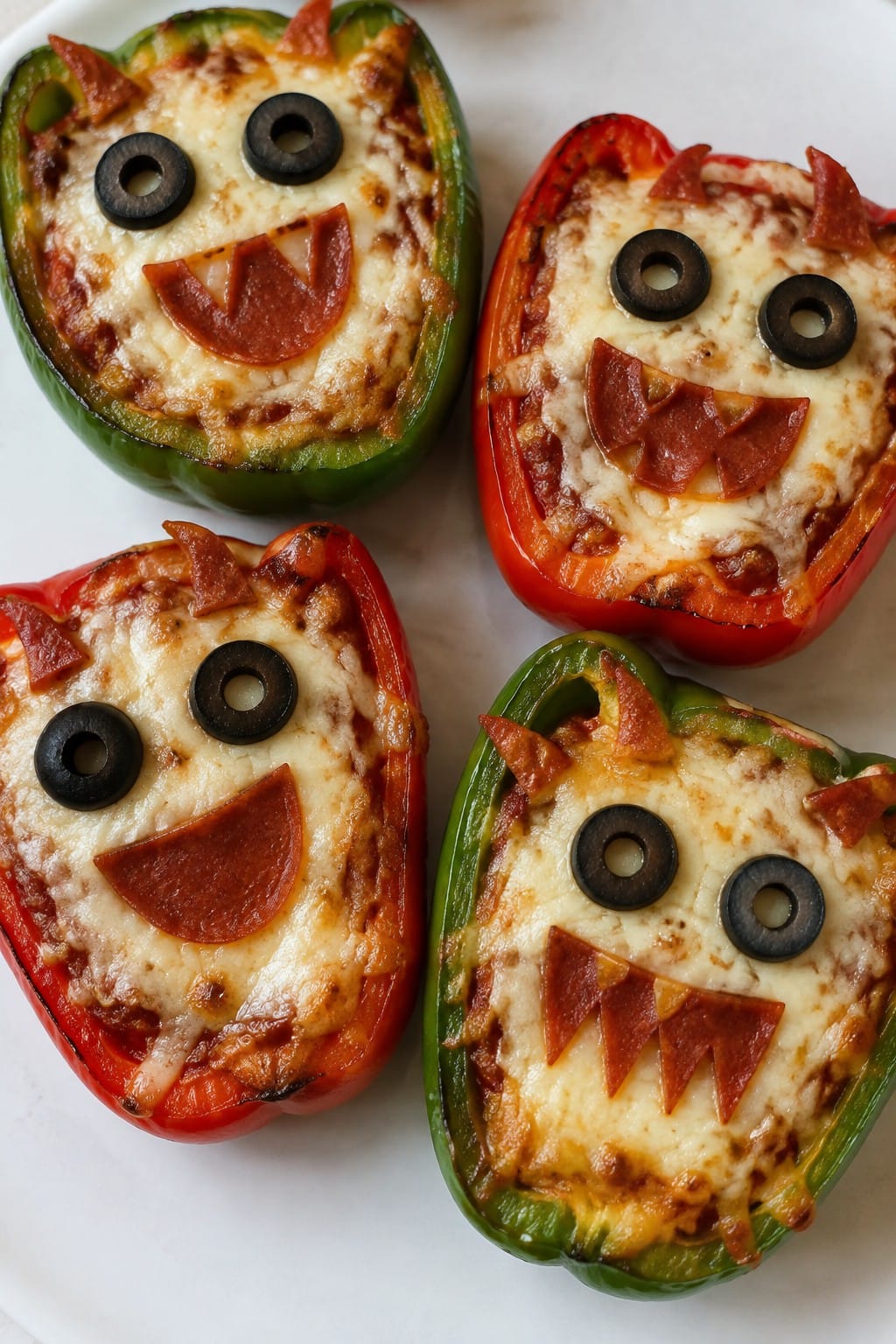 Monster Face Bell Pepper Pizzas