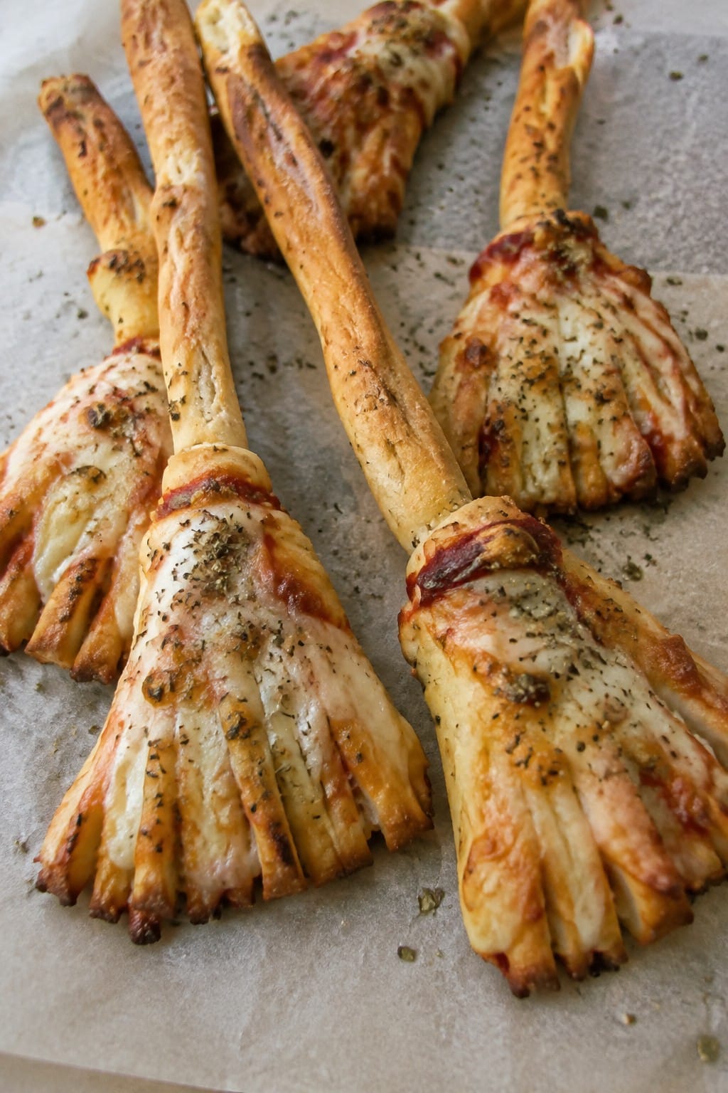 Witch Broom Breadstick Pizzas