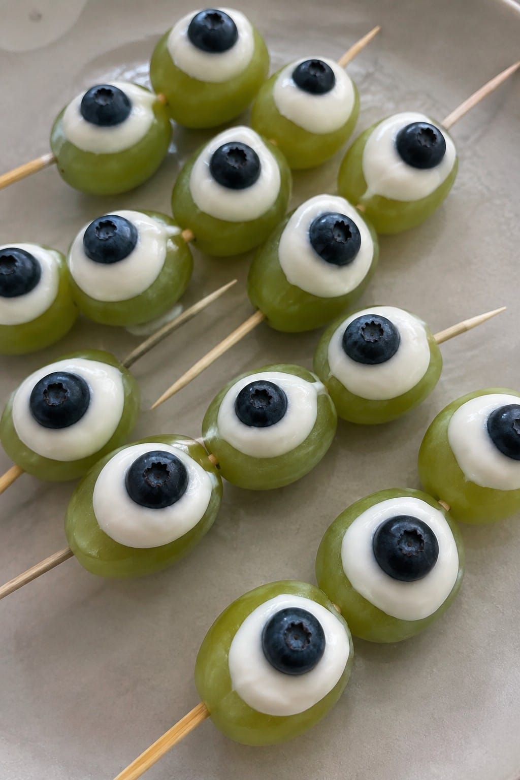 Assemble Eyeball Grape and Yogurt Skewers