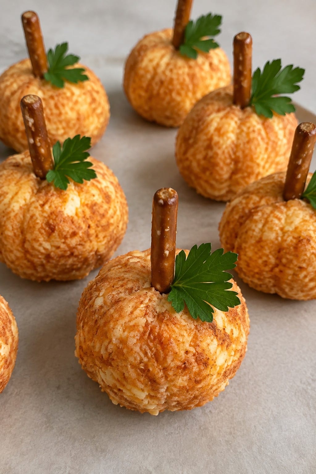 Assemble Pumpkin Patch Cheese Ball Bites