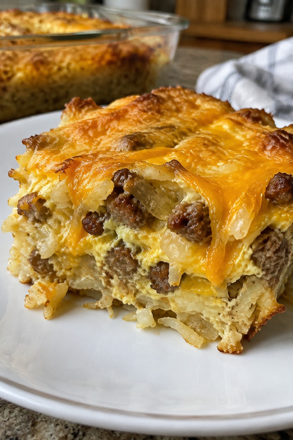 Haunted House Breakfast Casserole with Sausage and Hash Browns