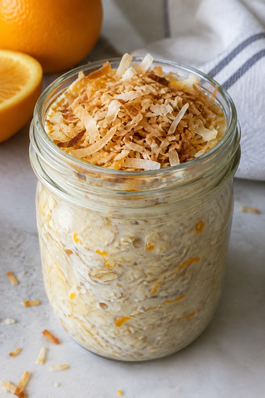 Orange Creamsicle Overnight Oats with Toasted Coconut