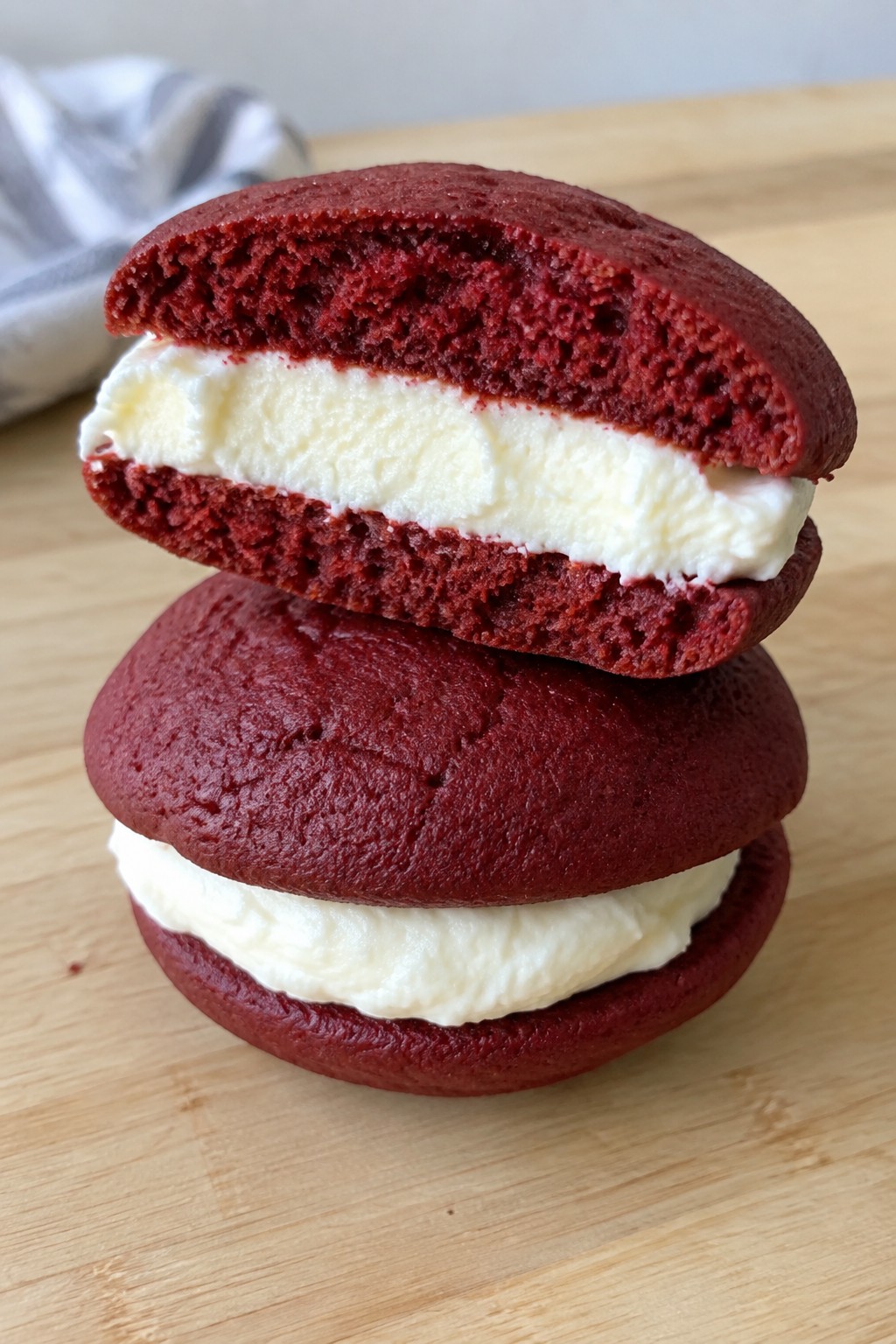 Red Velvet Whoopie Pies with Cream Filling