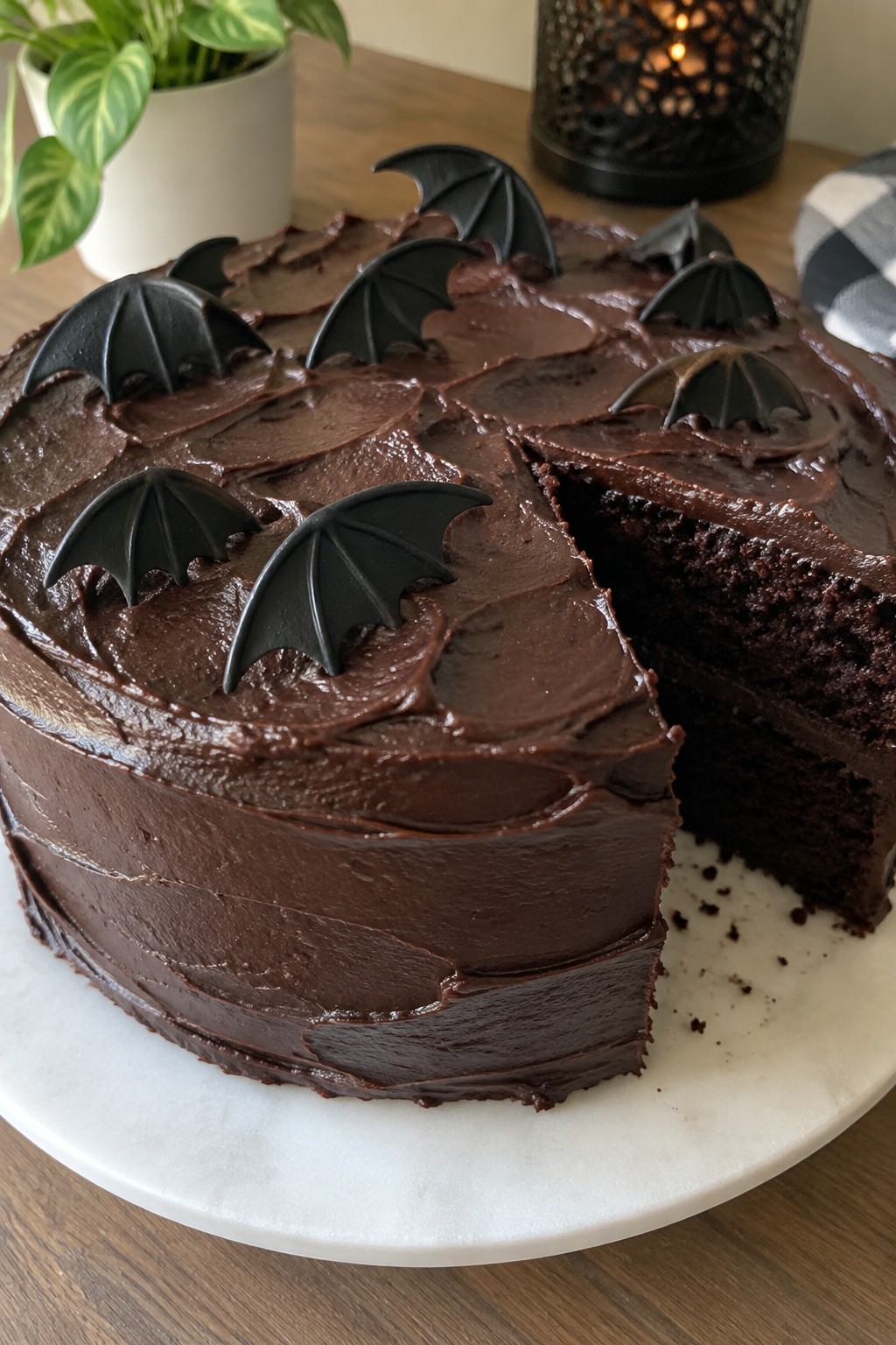 Bat Wing Devil's Food Cake with Dark Cocoa Frosting
