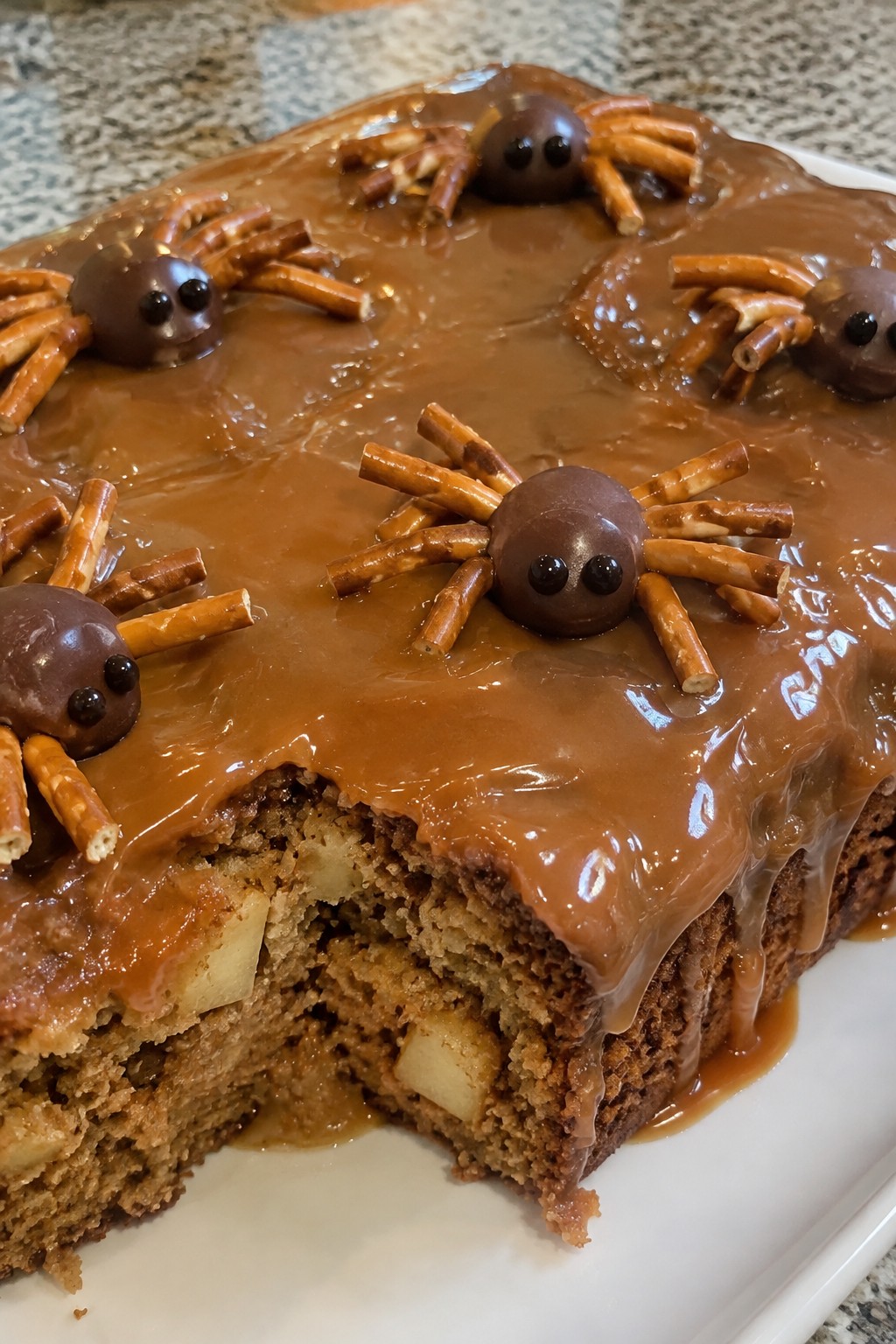 Creepy Crawly Caramel Apple Spice Cake