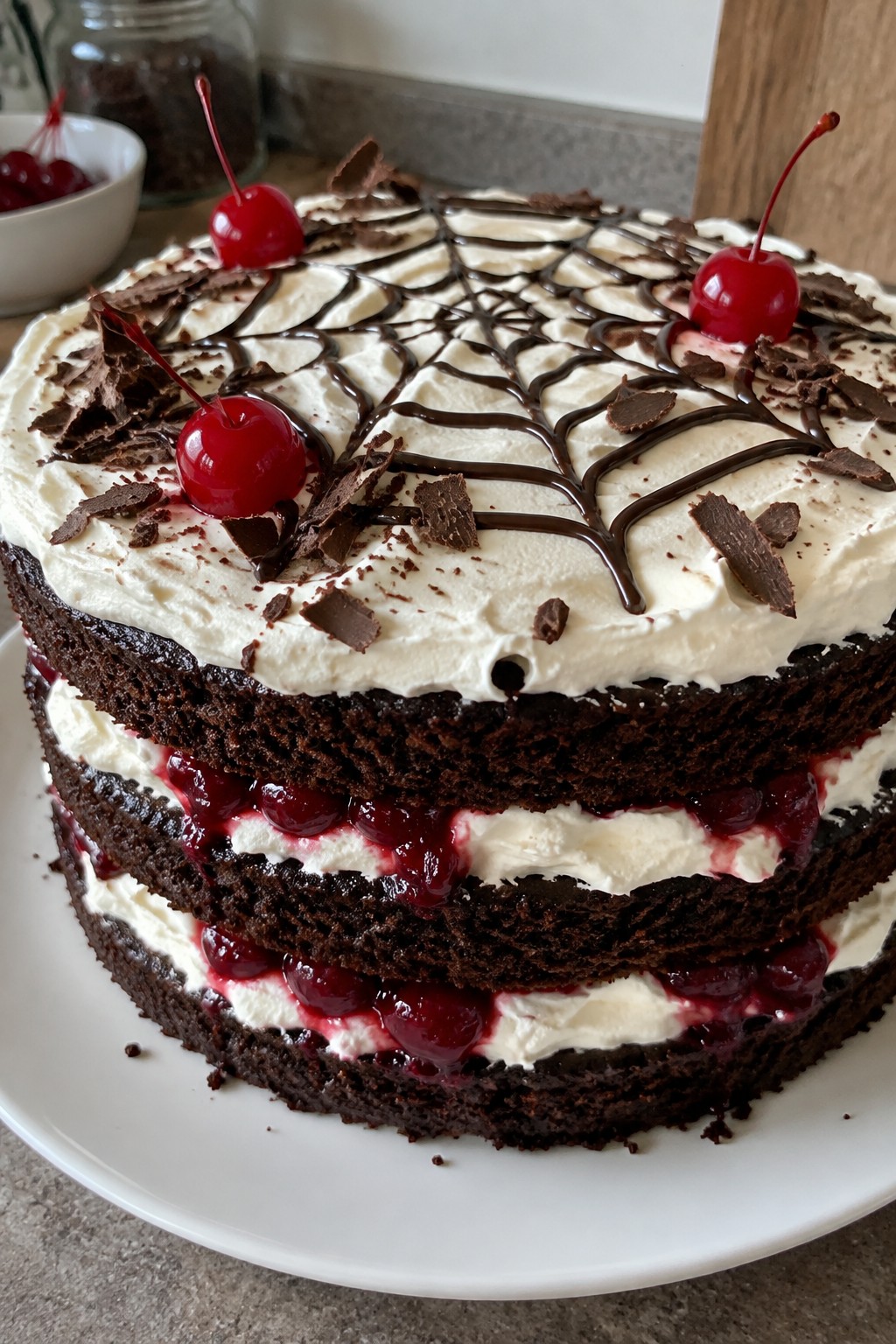 Spiderweb Black Forest Layer Cake