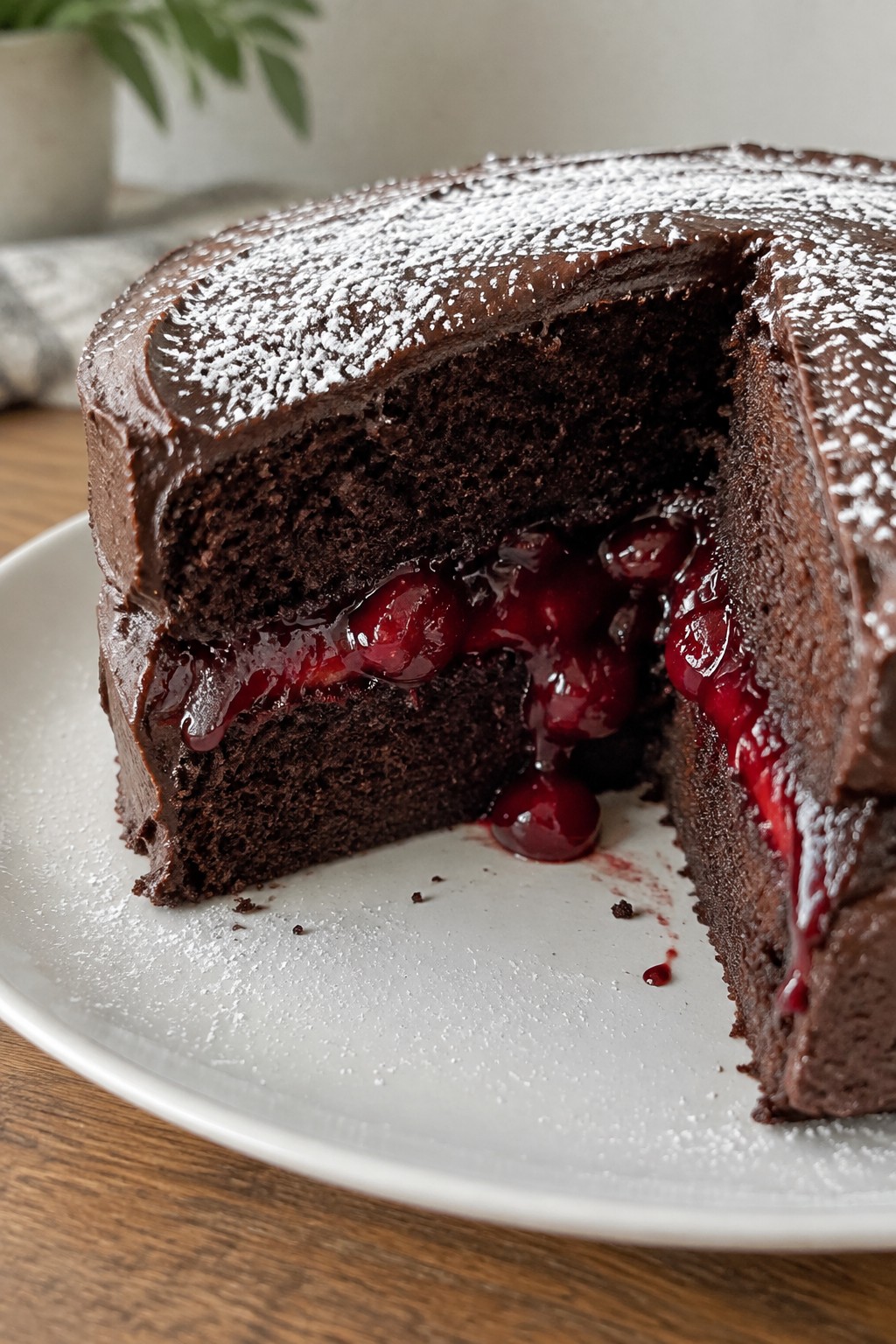 Vampire Bite Cherry Chocolate Cake with Blood-Red Filling