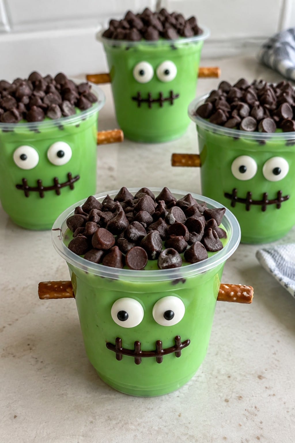 Frankenstein Vanilla Pudding Cups