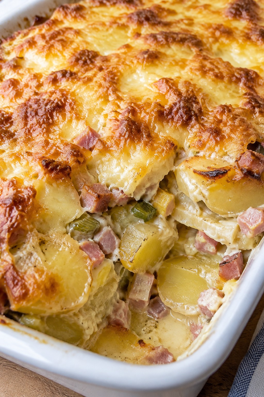 Ham, Leek, and Gruyère Potato Casserole