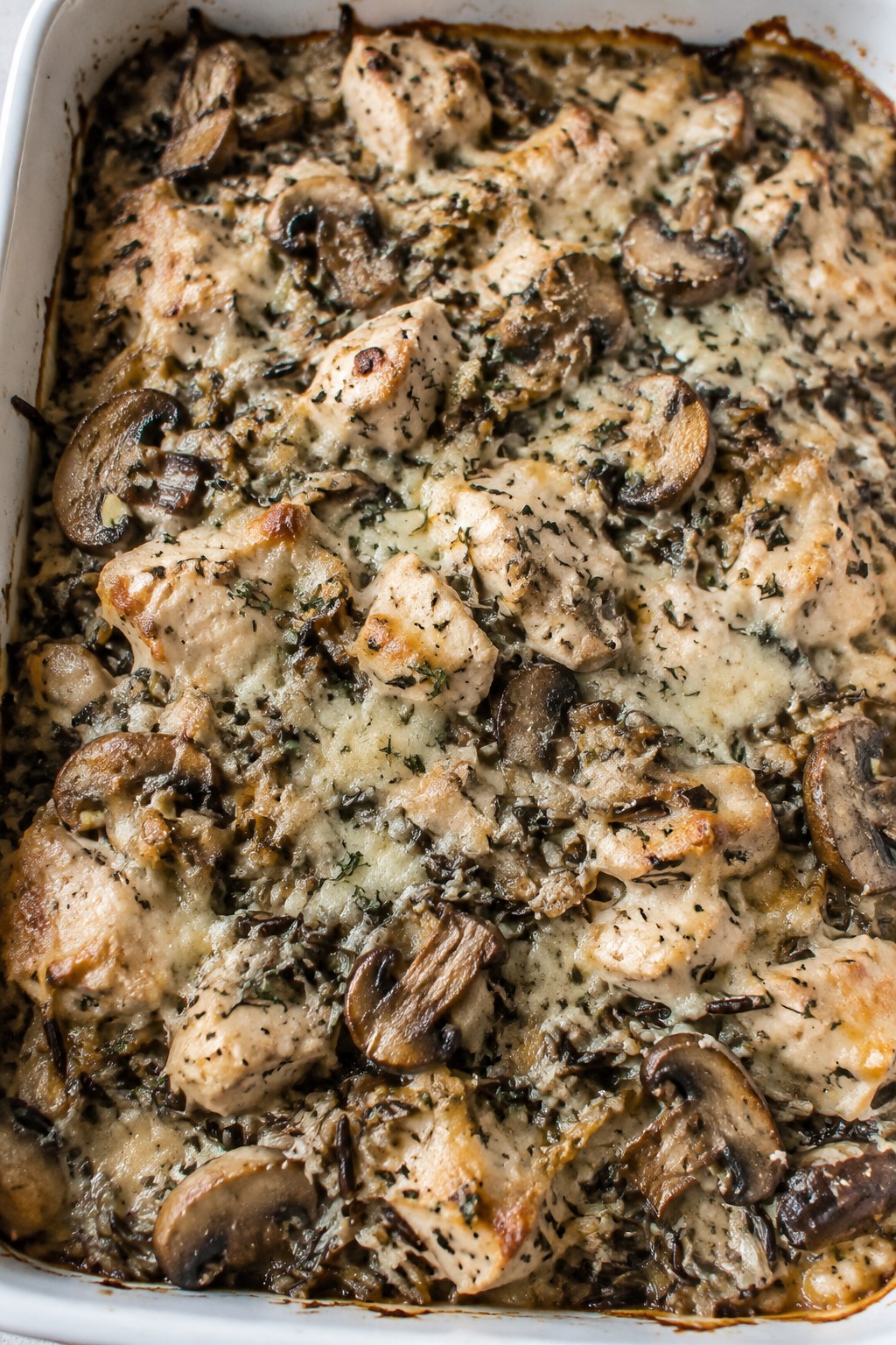 Make-Ahead Chicken and Wild Rice Casserole with Mushrooms