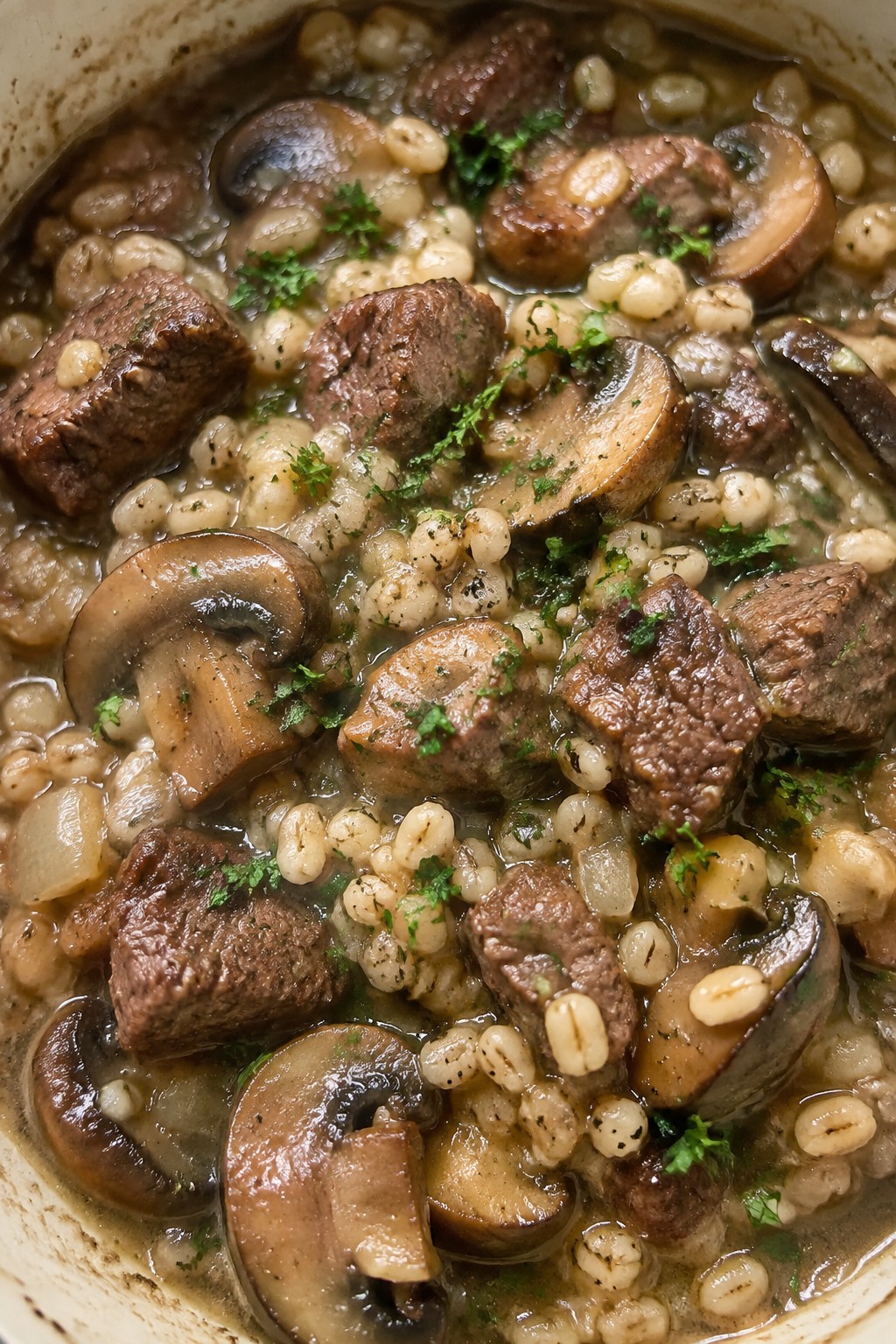 Beef and Barley Mushroom Casserole