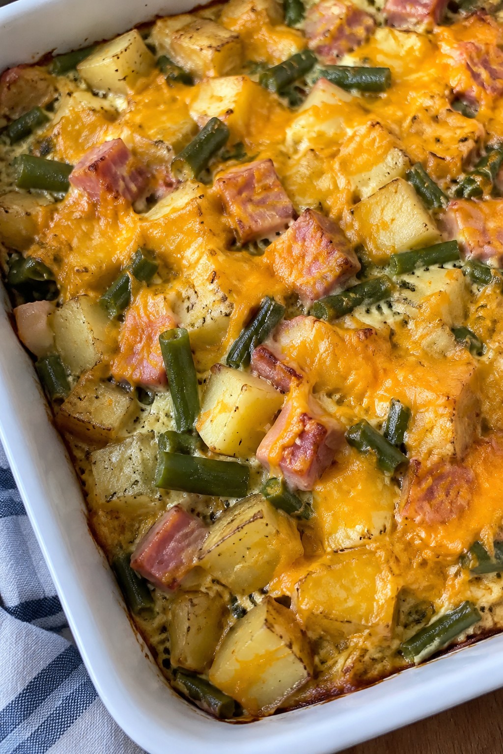 Ham, Potato, and Green Bean Breakfast Casserole