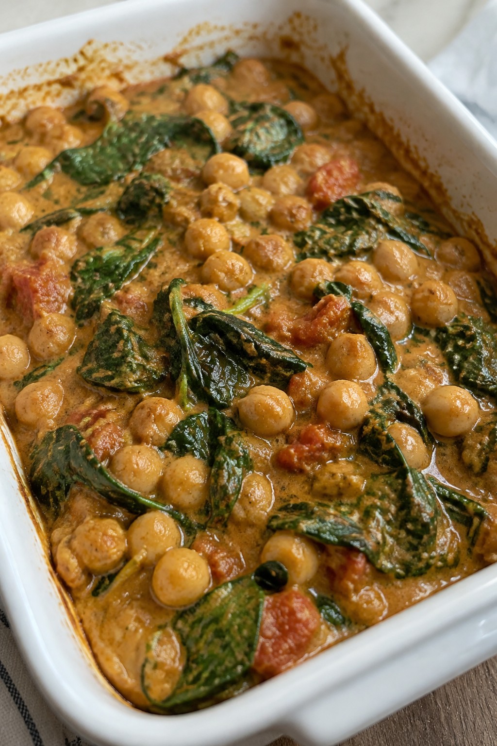 Chickpea and Spinach Curry Casserole