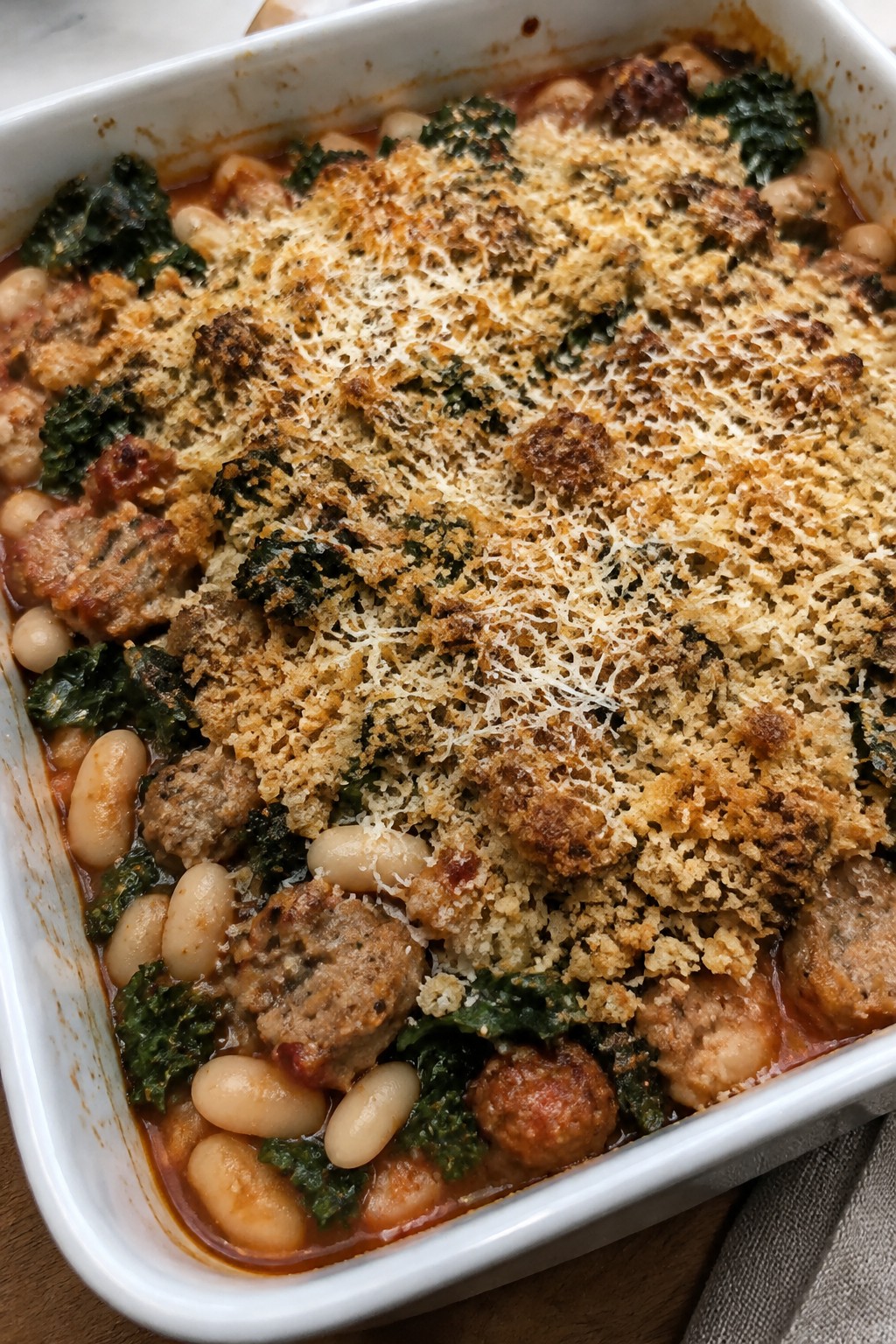 Sausage, White Bean, and Kale Casserole