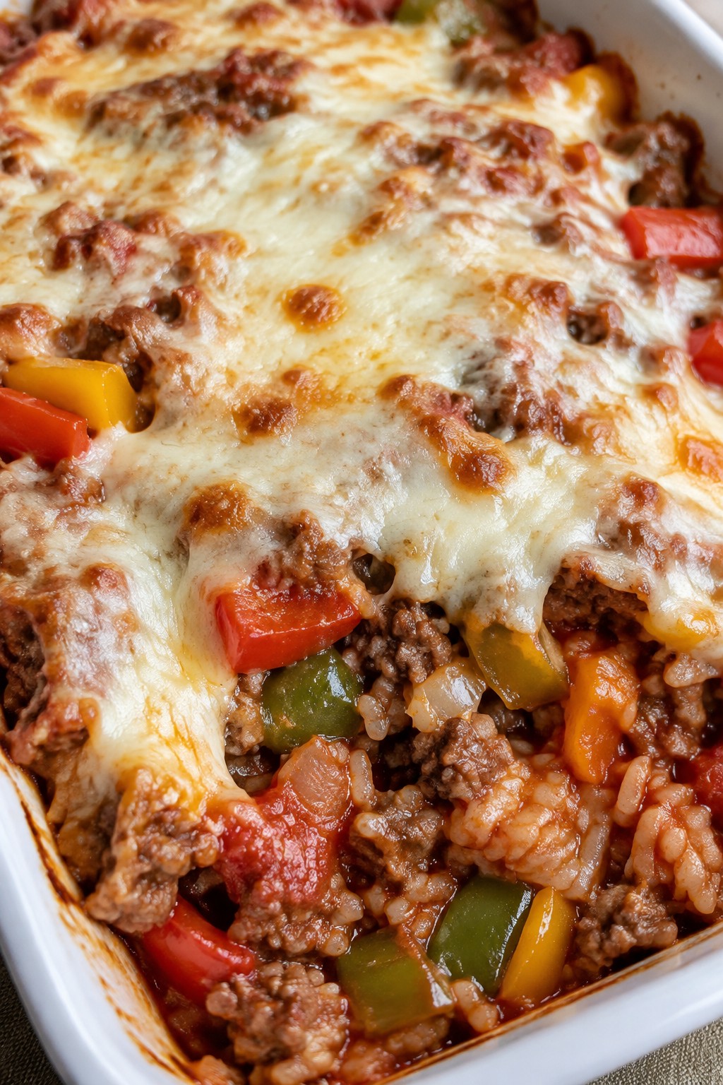 Stuffed Pepper Casserole with Ground Beef and Rice