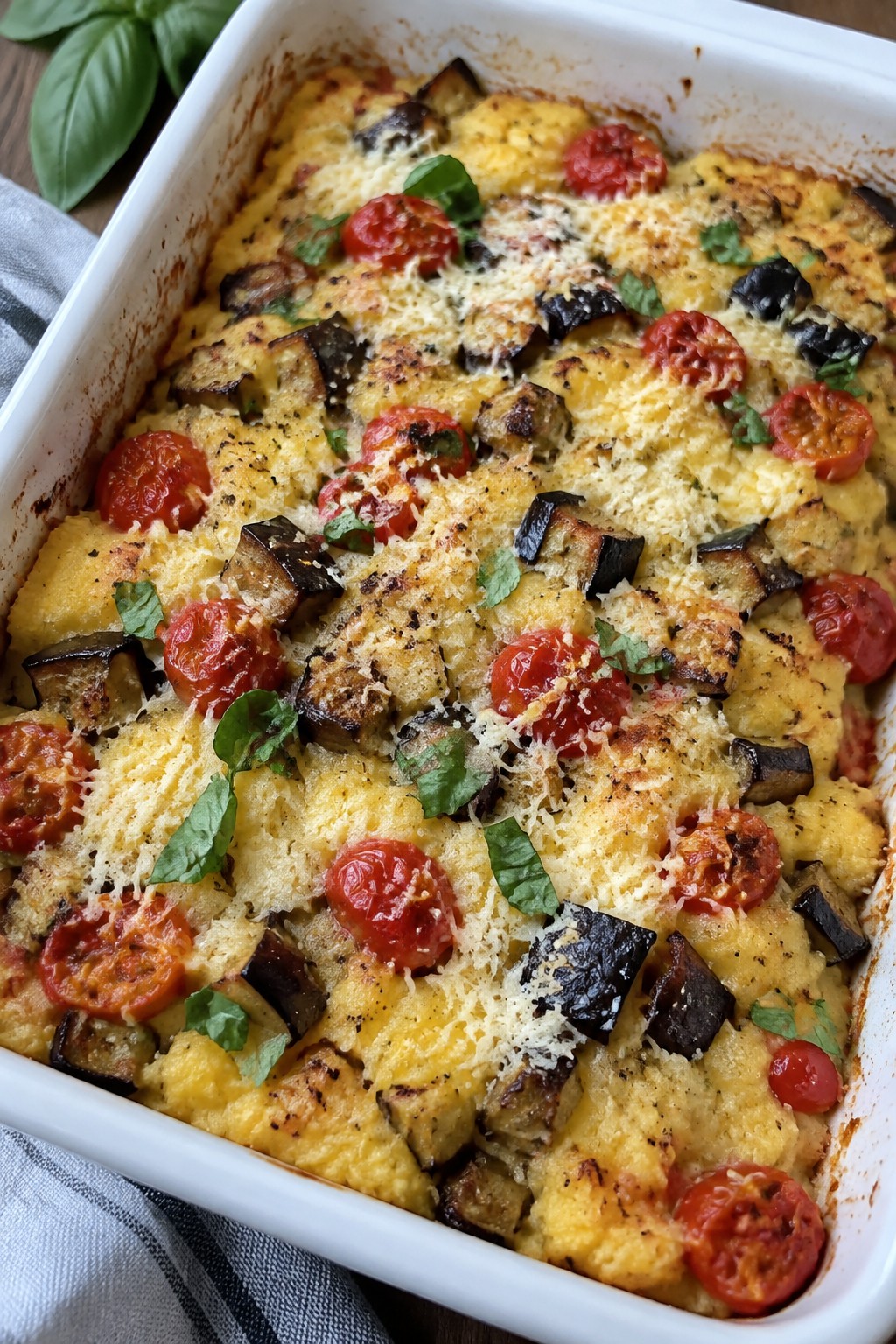 Polenta Casserole with Roasted Eggplant and Tomato