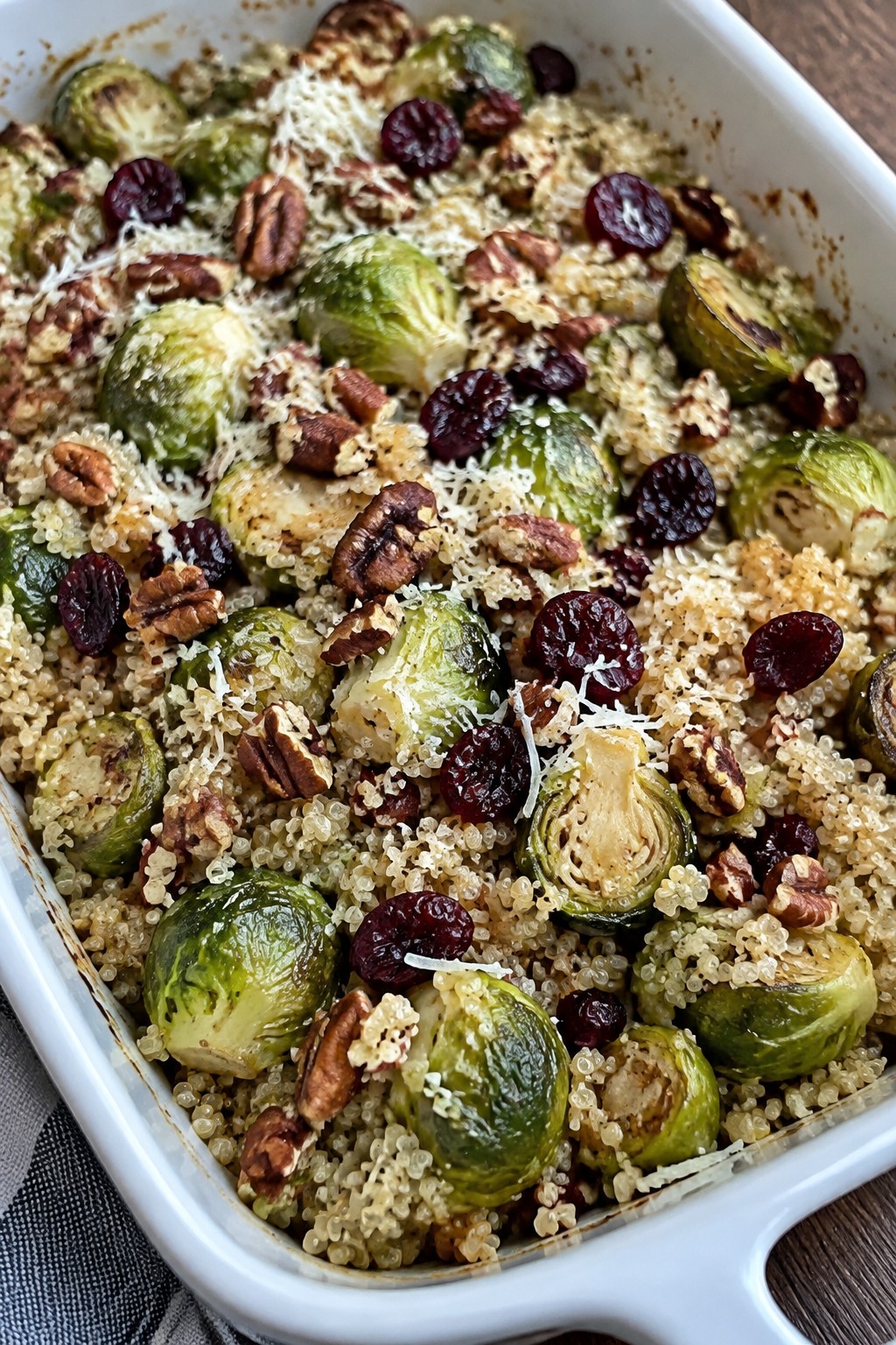 Quinoa, Brussels Sprouts, and Cranberry Casserole