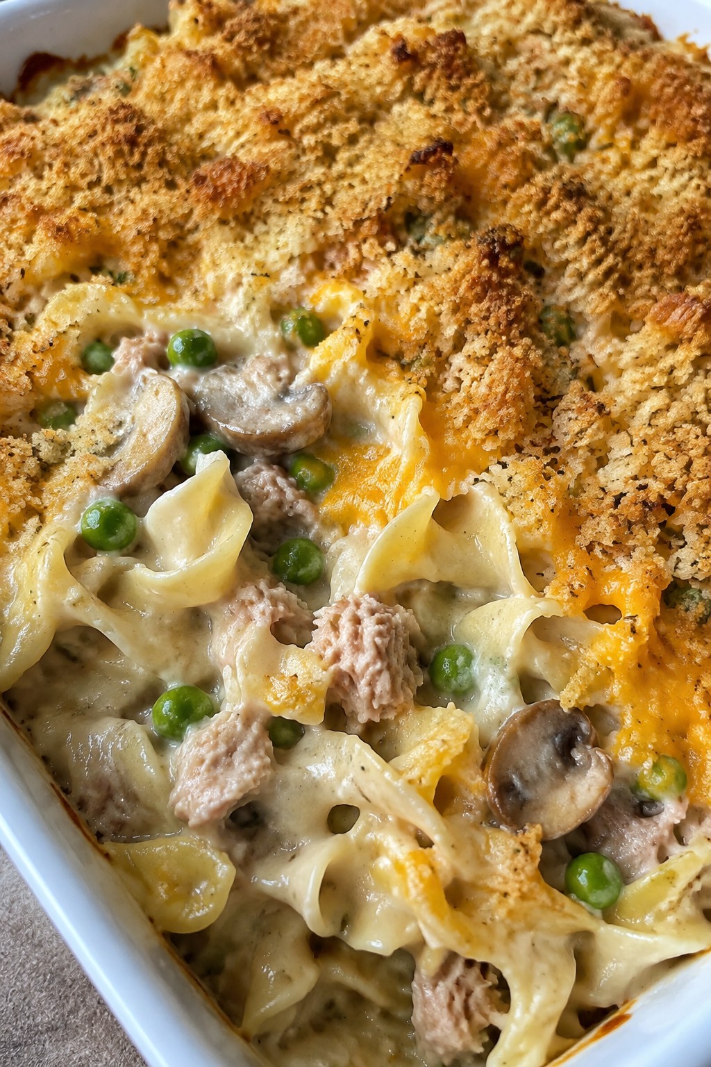Creamy Tuna Noodle Casserole with Peas