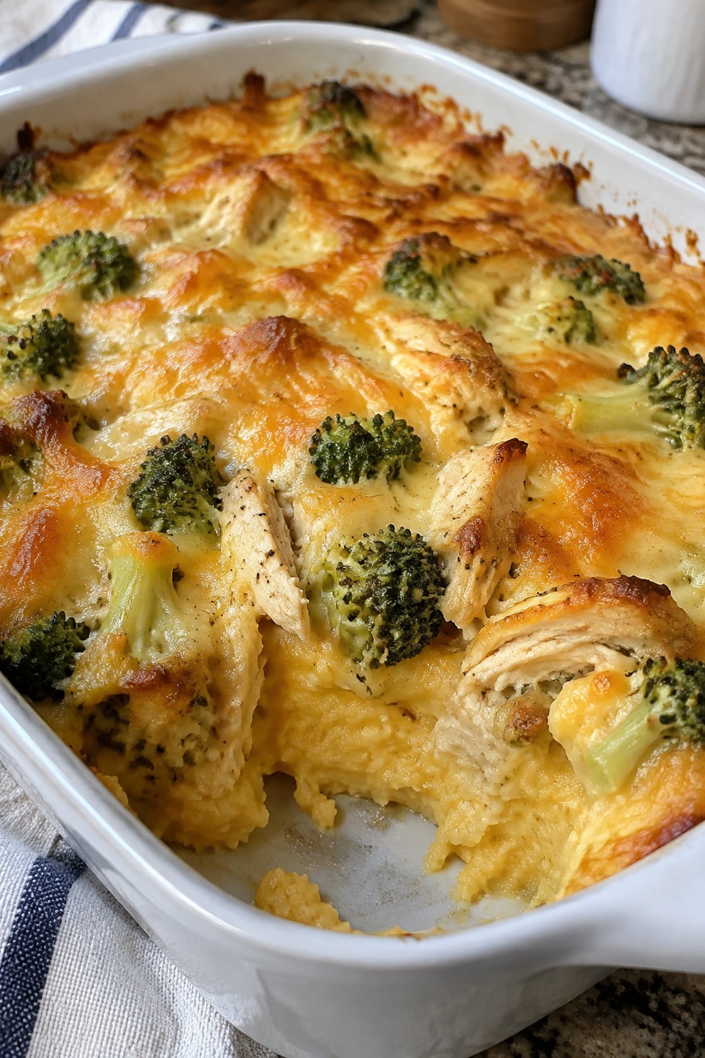 Chicken Broccoli and Smoked Gouda Polenta Bake