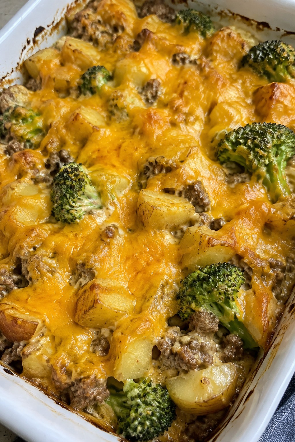 Cheesy Beef, Potato, and Broccoli Casserole