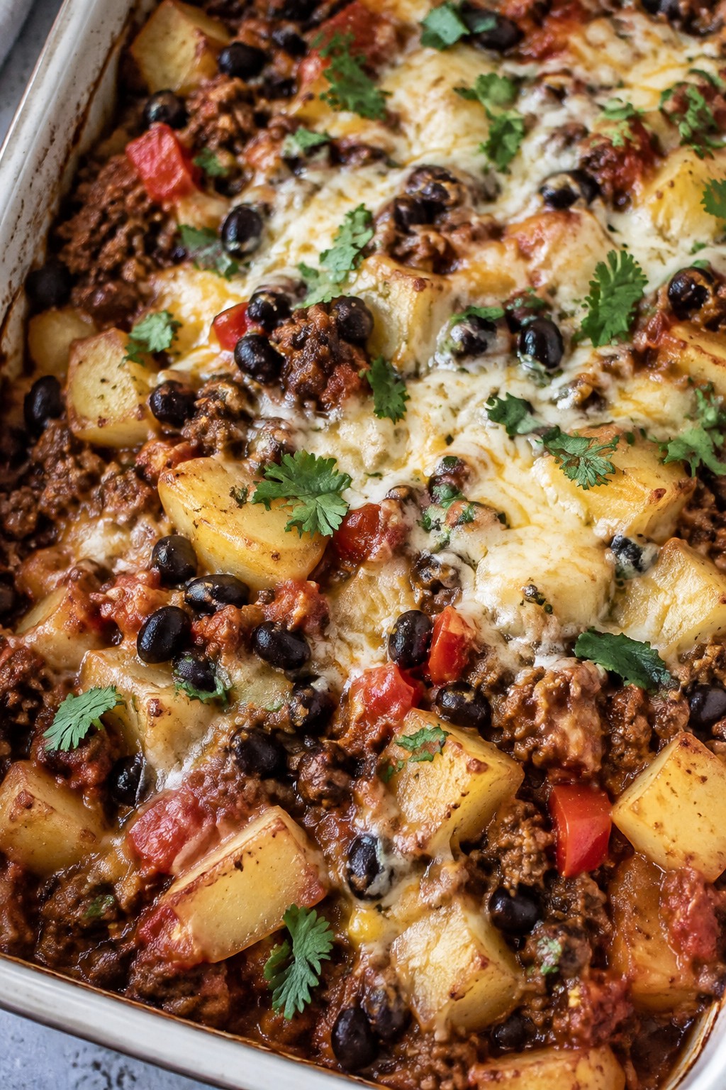 Mexican-Style Beef, Potato, and Black Bean Casserole