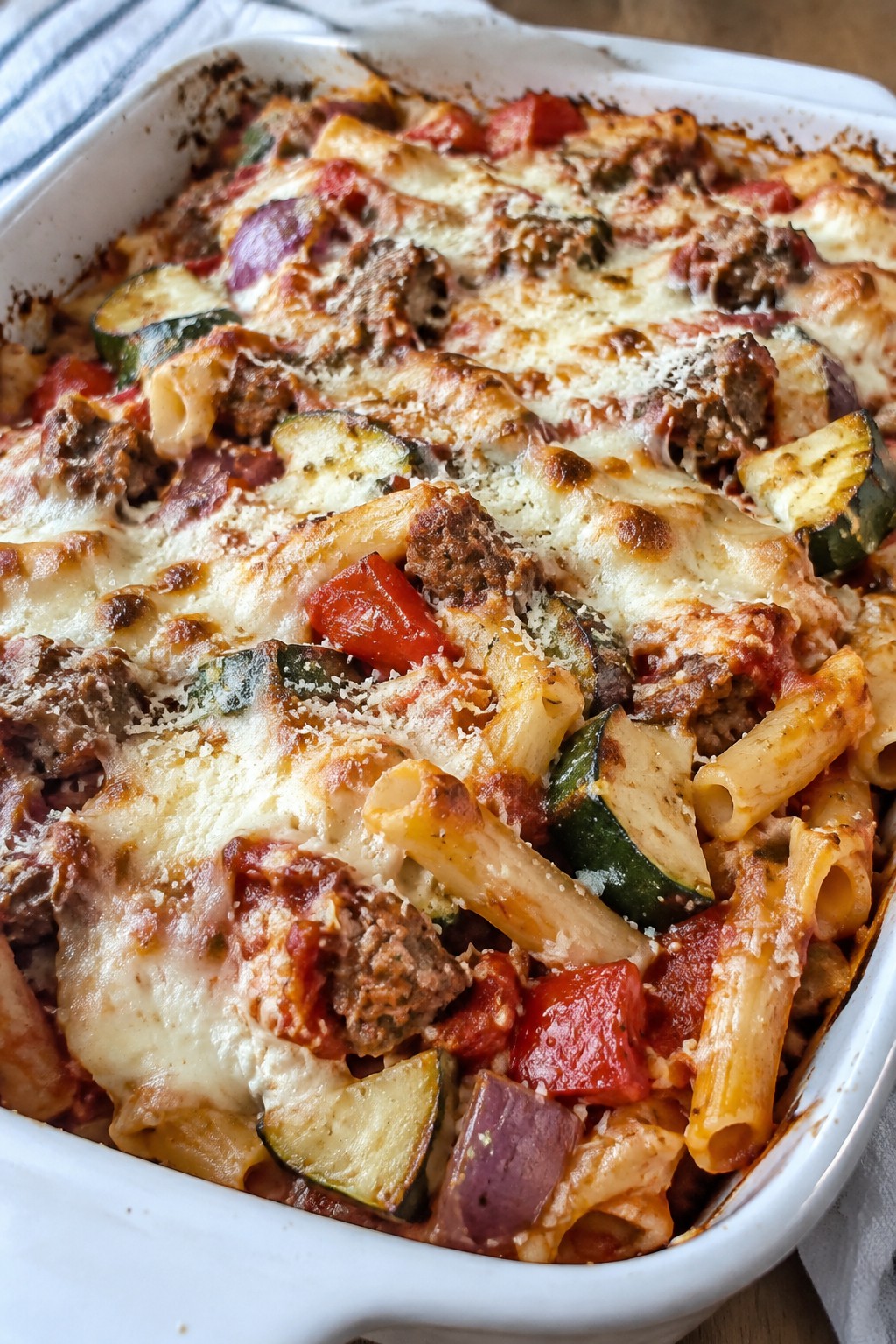 Baked Ziti with Italian Sausage and Roasted Vegetables