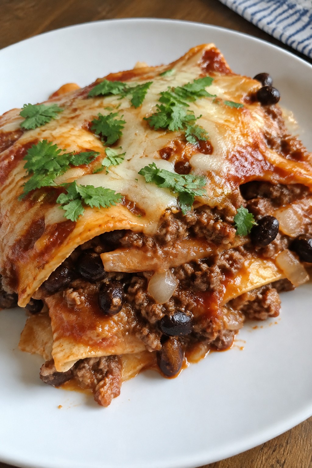 Beef and Black Bean Enchilada Casserole