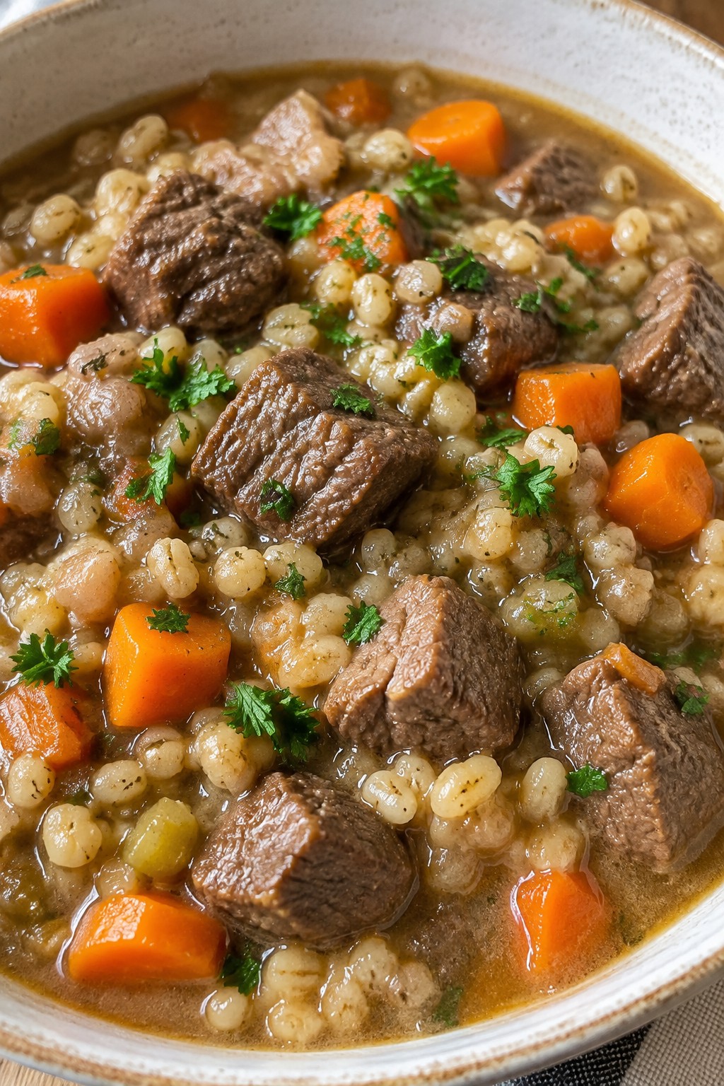 Beef and Barley Casserole with Carrots