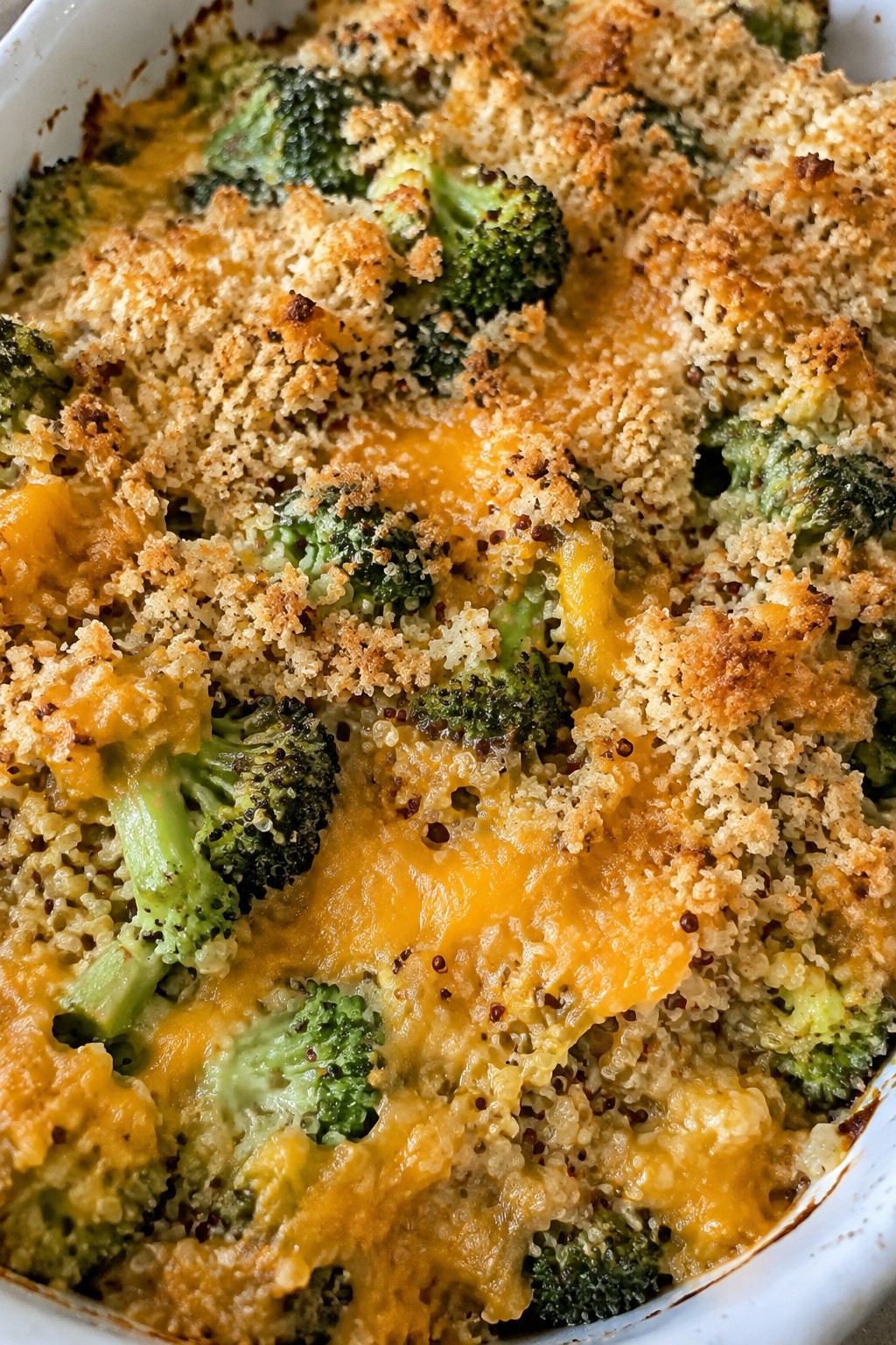 Broccoli Cheddar Quinoa Bake