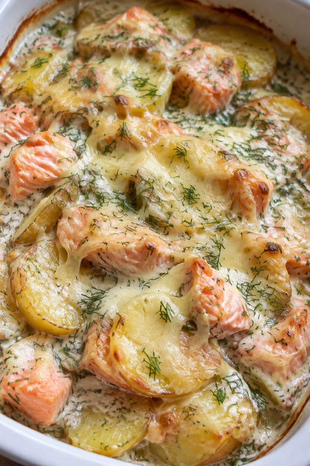 Creamy Salmon and Potato Casserole with Dill