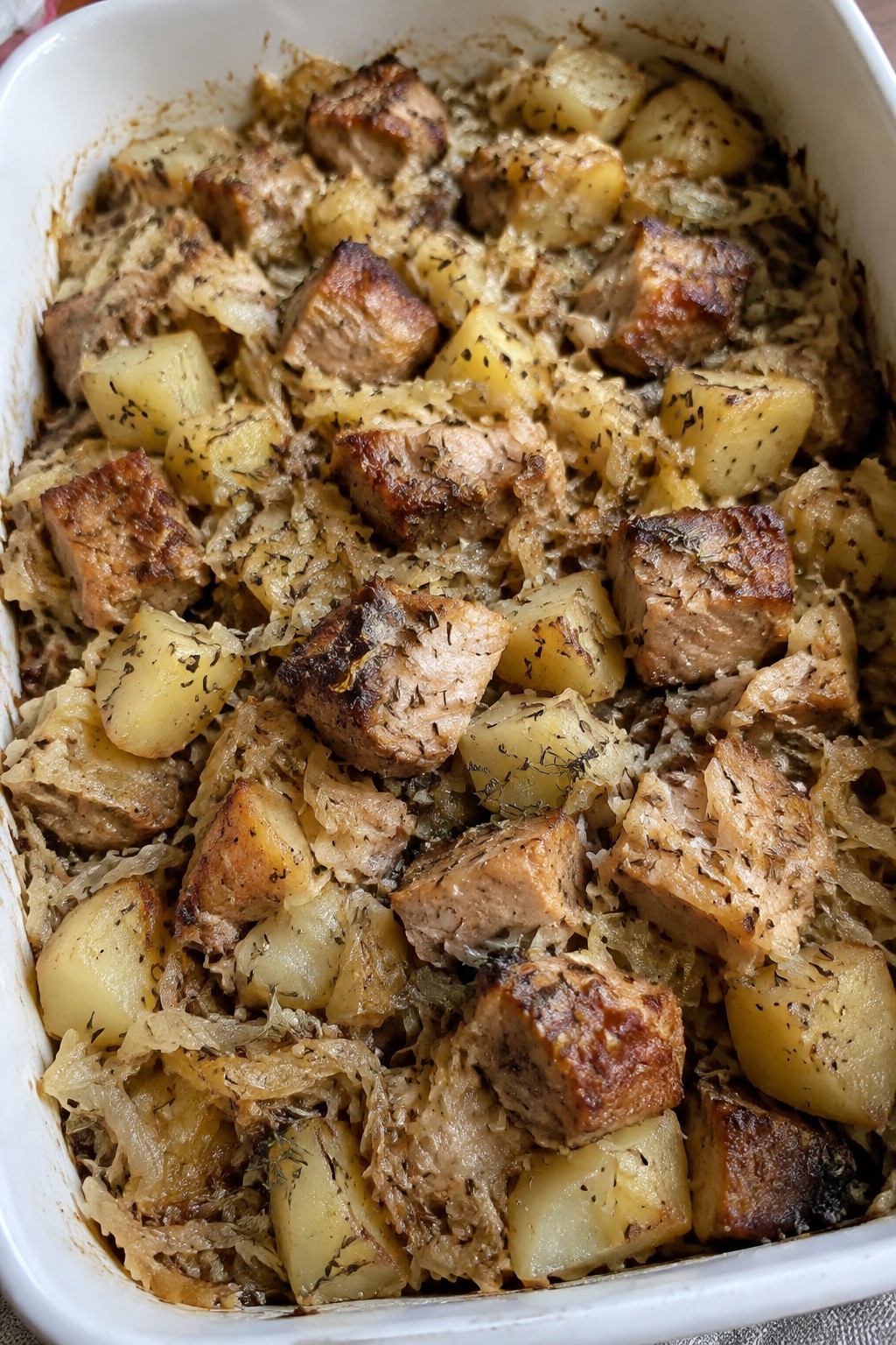 Pork and Sauerkraut Casserole with Potatoes