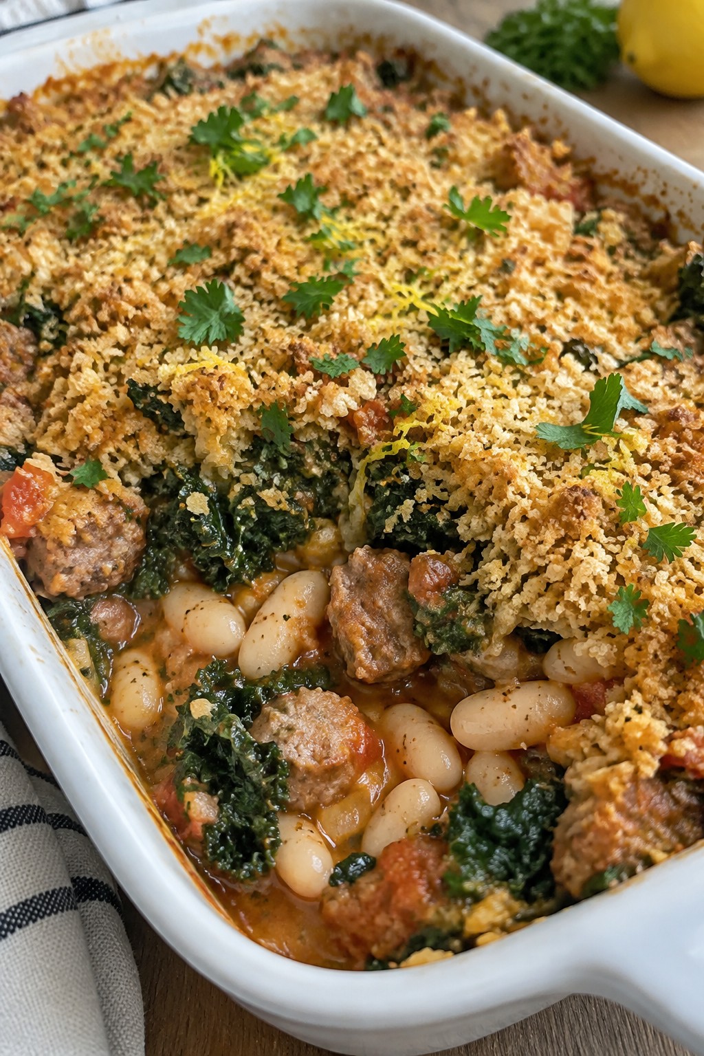 Sausage, White Bean, and Kale Casserole