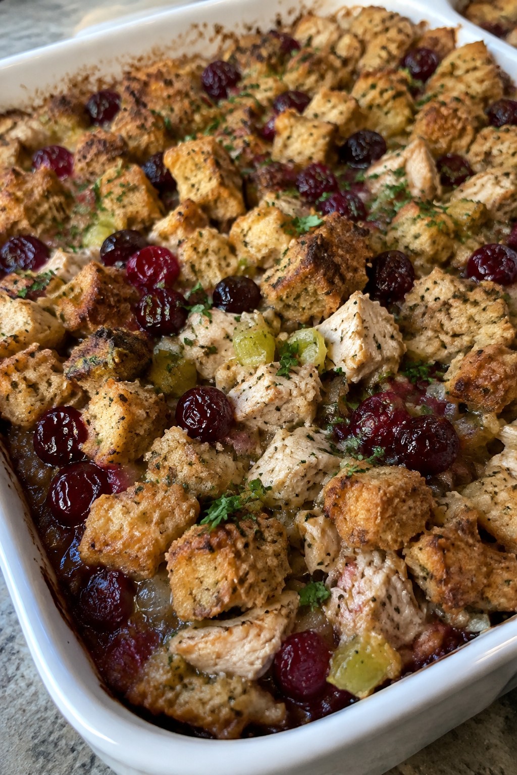 Turkey, Cranberry, and Stuffing Casserole